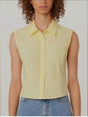 Frank & Oak Sleeveless Button-Front Top in Light Yellow